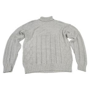 Vintage Fieldmaster Gray Fisherman-Style Mock Neck Cotton Sweater Mens XL Beige